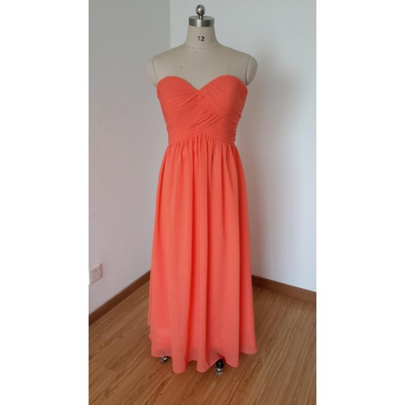 My Stuff, 2015 Sweetheart Coral Chiffon Long Bridesmaid Dress - Hand-made Beautiful Dresses|Unique D