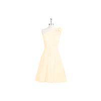 Peach Azazie Monserrat - Chiffon One Shoulder Illusion Knee Length Dress - Simple Bridesmaid Dresses