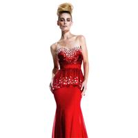 Strapless Peplum Gown by Johnathan Kayne by Joshua Mckinley 579 - Bonny Evening Dresses Online