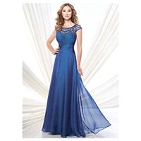 Fashionable Tulle & Chiffon Scoop Neckline A-Line Mother of the Bride Dresses With Beads - overpinks