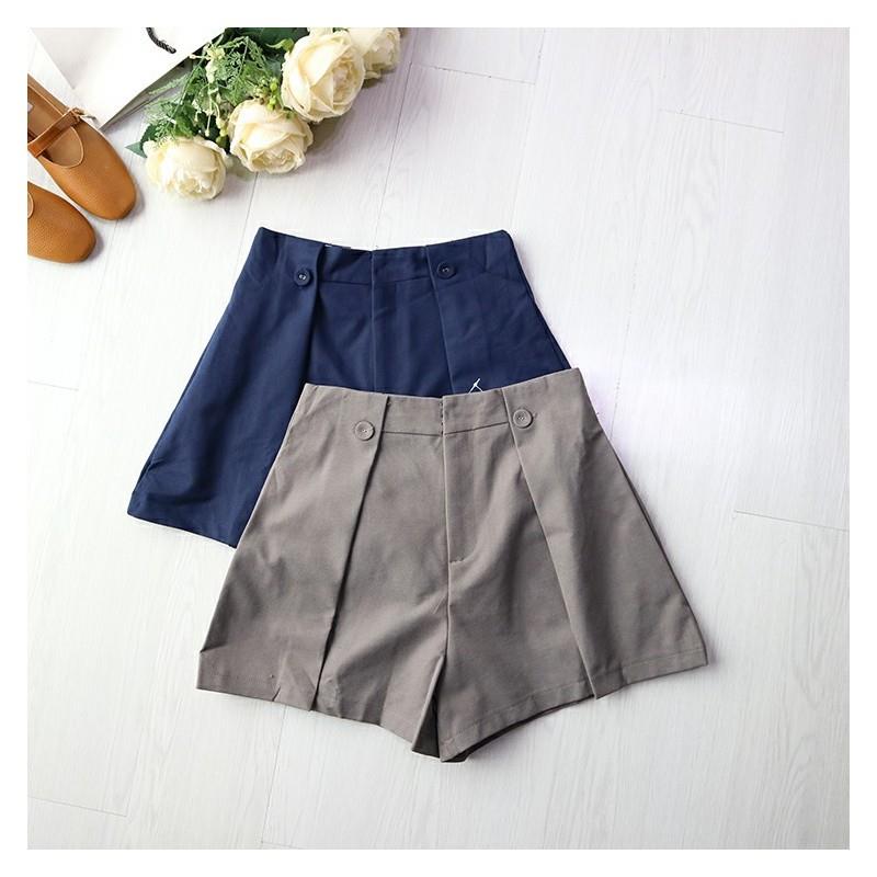 My Stuff, Casual High Waisted Zipper Up Edgy Wide Leg Pant Short - Discount Fashion in beenono
