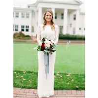 Elegant Column Floor-Length Bateau Ivory Long Sleeves Appliques Lace Garden Zipper Up Spring Bridal