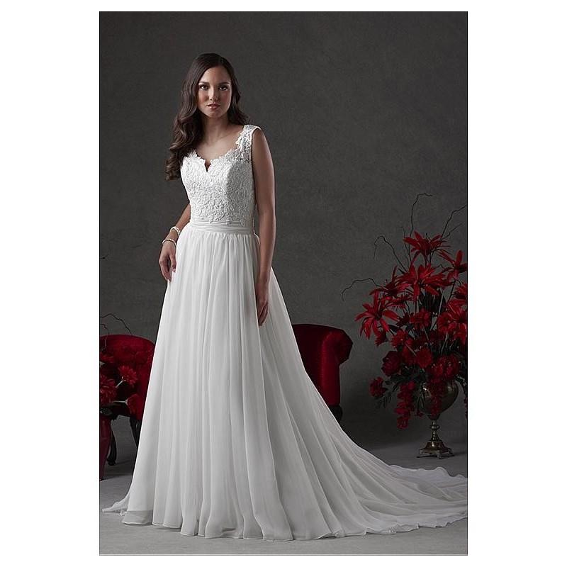 My Stuff, Fabulous Silk Like Chiffon Scoop Neckline A-line Wedding Dresses with Lace Appliques - ove
