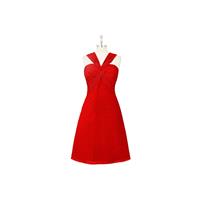 Red Azazie Mariana - V Neck Bow/Tie Back Chiffon Knee Length Dress - Charming Bridesmaids Store