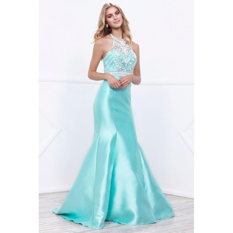 wedding, Nox Anabel - 8296 Illusion Halter Beaded Bodice Mermaid Gown - Designer Party Dress & Forma