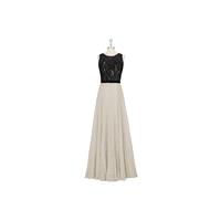 Taupe Azazie Mayra - Floor Length Chiffon And Lace Illusion Scoop Dress - Charming Bridesmaids Store