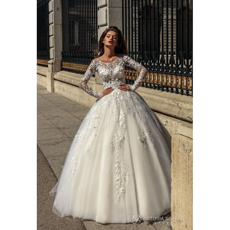 My Stuff, Victoria Soprano 2018 16718 Felicity Hand-made Flowers Ivory Chapel Train Ball Gown Illusi