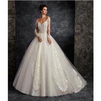 Ira Koval 2017 616 Sweep Train Long Sleeves Open Back Ball Gown Ivory Illusion Tulle Embroidery Dres