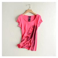 Casual Vogue Slimming Scoop Neck Short Sleeves Cotton Summer T-shirt Top Basics - Discount Fashion i