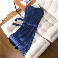 Simple Attractive Slimming Scoop Neck Mulberry Silk One Color Short Sleeves Silk Dress - Lafannie Fa