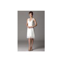Aria SP14 Dress 2 - Aria Below the Knee Ivory Spring 2014 Sheath V-Neck - Rolierosie One Wedding Sto