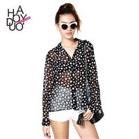 Irregularly arranged dots long blouse sleeves wide lapels perspective the wind - Bonny YZOZO Boutiqu