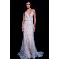 Jovani - 56050 Plunging V-Neck Adorned Tulle Gown - Designer Party Dress & Formal Gown
