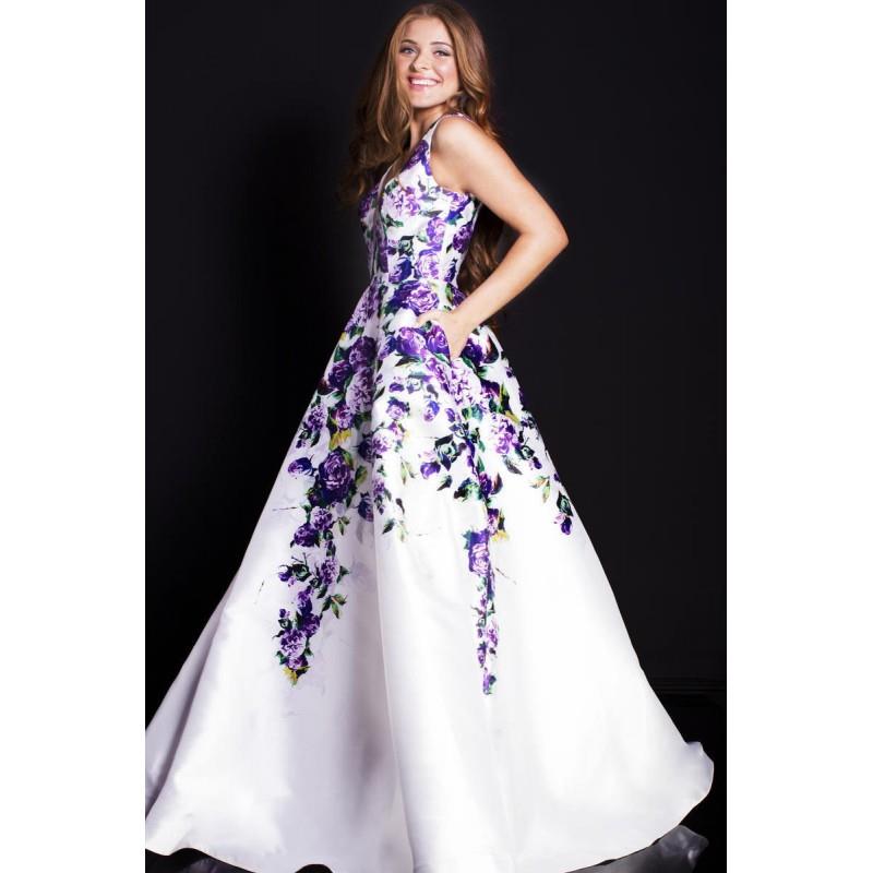 My Stuff, Jovani - 60897 Plunging V-Neck Floral Print Ballgown - Designer Party Dress & Formal Gown