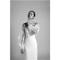 Alon Livne White 2018 RITA Elegant Ivory Floor-Length Off-the-shoulder Column Bishop Sleeves Satin A