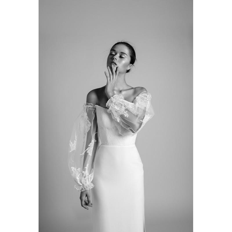 My Stuff, Alon Livne White 2018 RITA Elegant Ivory Floor-Length Off-the-shoulder Column Bishop Sleev