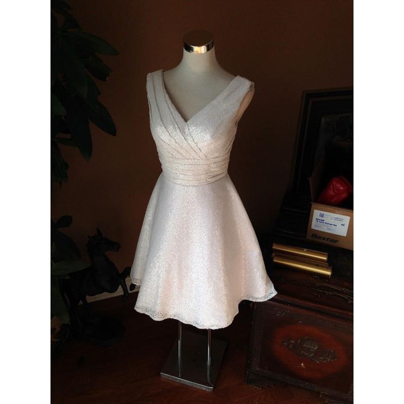 My Stuff, White sequin bridesmaid dress, sequin short wedding dress, short prom dress - Hand-made Be