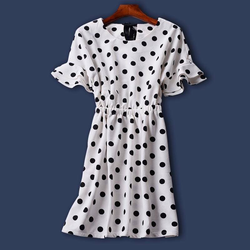 My Stuff, Fresh Printed Slimming Flare Sleeves Dress Mid-length Skirt - Discount Fashion in beenono