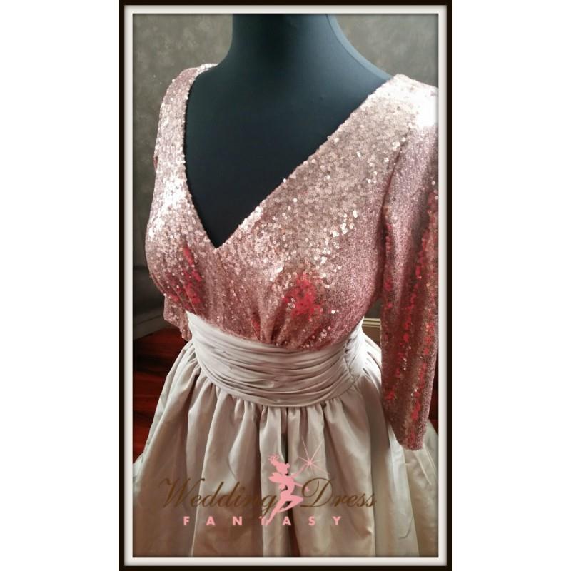 My Stuff, Rose Gold and Champagne Wedding Dress Unique Sequins Bridal Gown Custom Handmade to your M