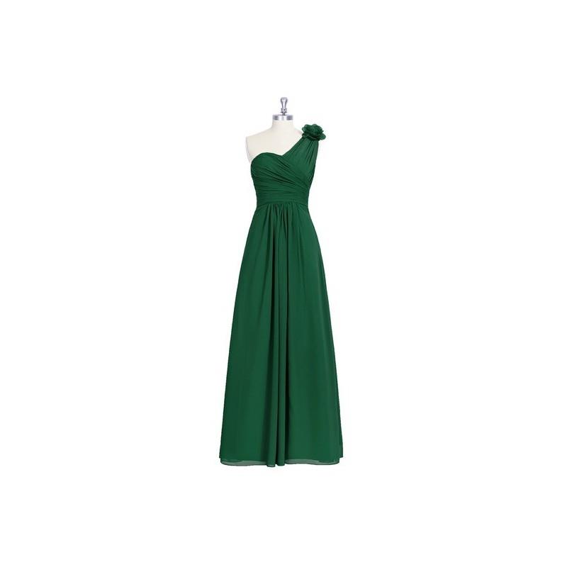 My Stuff, Dark_green Azazie Erica - Chiffon Strap Detail One Shoulder Floor Length Dress - Charming
