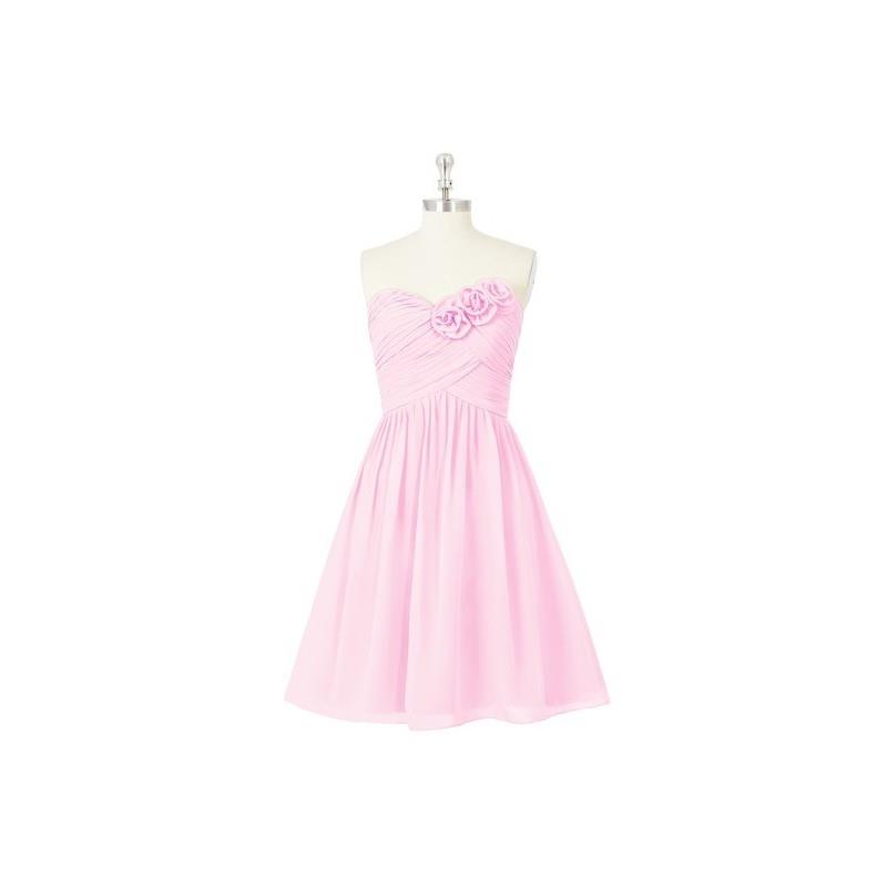 My Stuff, Candy_pink Azazie Kelsey - Back Zip Chiffon Sweetheart Knee Length Dress - Charming Brides
