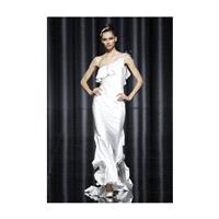 Pronovias - Fall 2012 - One-Shoulder Silk Satin Sheath Wedding Dress with a Ruffle Neckline - Stunni