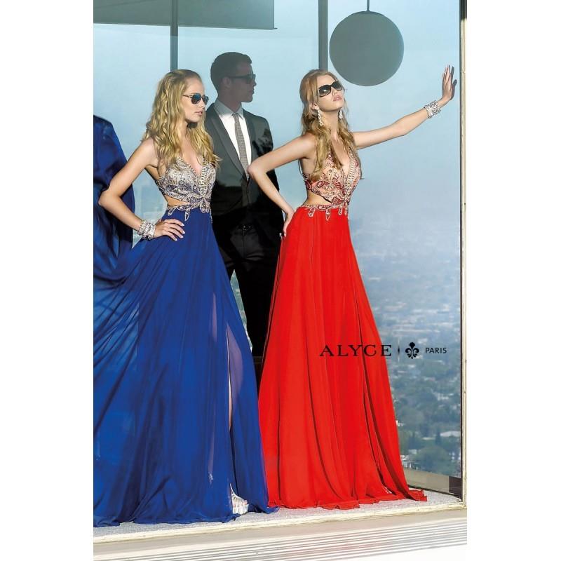 My Stuff, Alyce Paris 6348 V Neck Halter Gown - Brand Prom Dresses|Beaded Evening Dresses|Charming P