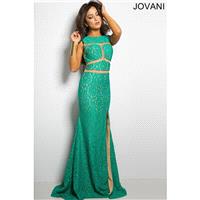 Jovani Green Sleeveless Lace Prom Dress 25007 -  Designer Wedding Dresses|Compelling Evening Dresses