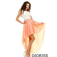 Evening High Low Maxi Dress.Beautiful Lace Chiffon Dress Bridesmaid.Peach Dress Prom Formal Gown - H