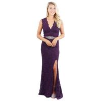 Metallic Lace Beaded Waist Long Gown 3487BK3B - Fantastic Bridesmaid Dresses|New Styles For You|Vari