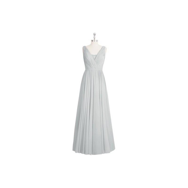 My Stuff, Silver Azazie Ellen - Floor Length Chiffon And Lace V Back V Neck Dress - Charming Bridesm