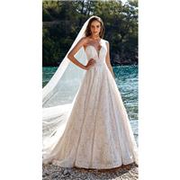 Eddy K. 2019 Sweet Chapel Train Ivory Aline Sweetheart Sleeveless Lace Covered Button Spring Outdoor