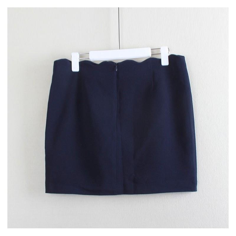 My Stuff, Office Wear Simple Slimming Mid Rise Zipper Up One Color Summer Skirt - Lafannie Fashion S