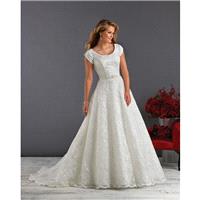 Bonny Love 6420 Modest Floral Tulle A-Line Wedding Dress - Crazy Sale Bridal Dresses|Special Wedding