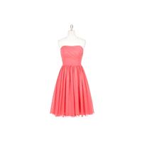 Watermelon Azazie Katie - Side Zip Knee Length Chiffon Sweetheart Dress - Simple Bridesmaid Dresses