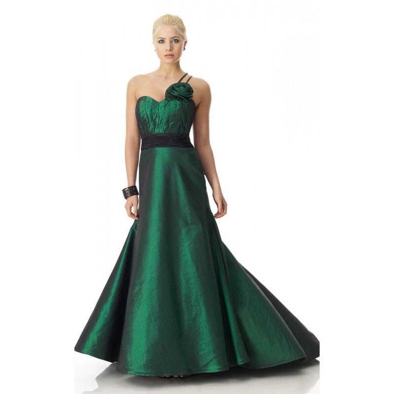 My Stuff, Janique - JQ086 Rosette Accented One-Shoulder Gown - Designer Party Dress & Formal Gown