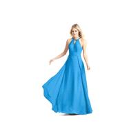 Ocean_blue Azazie Melody - Back Zip Chiffon Floor Length Halter Dress - Charming Bridesmaids Store