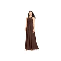 Chocolate Azazie Frederica - Chiffon And Lace Scoop Keyhole Floor Length Dress - Simple Bridesmaid D