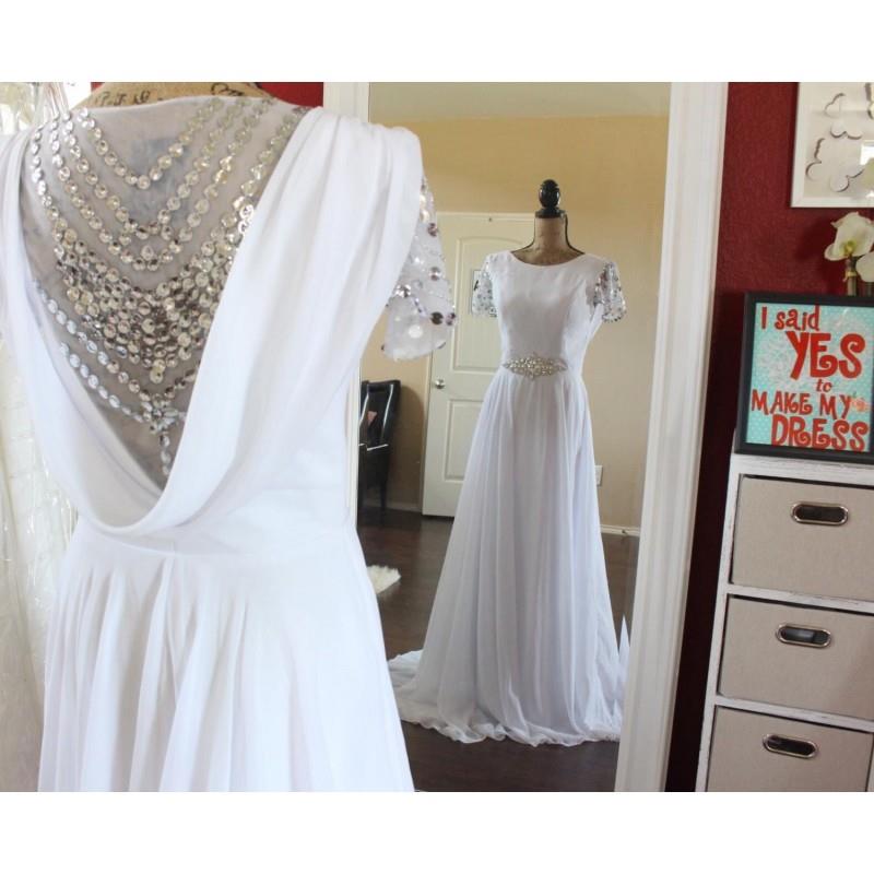 My Stuff, Gatsby Wedding Dress Chiffon Victorian Bridal Gown Aline Wedding Dress Goddess Glamour Dre
