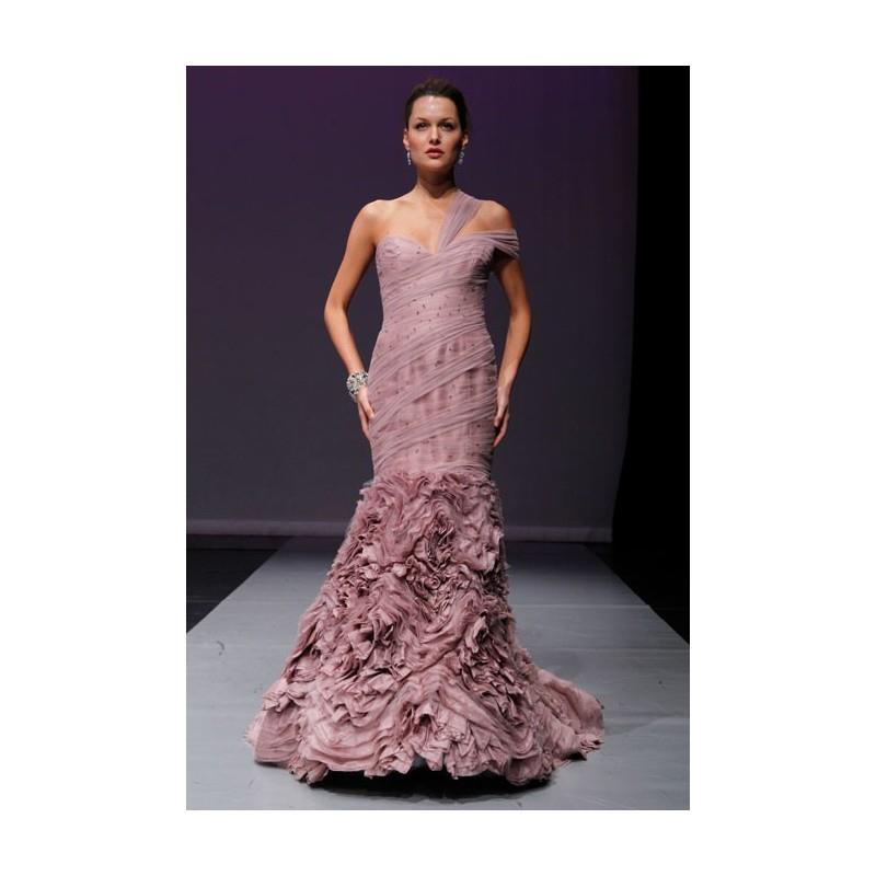 My Stuff, Rivini - Fall 2012 - Chrysanthia One-Shoulder Purple Silk Organza Mermaid Wedding Dress wi