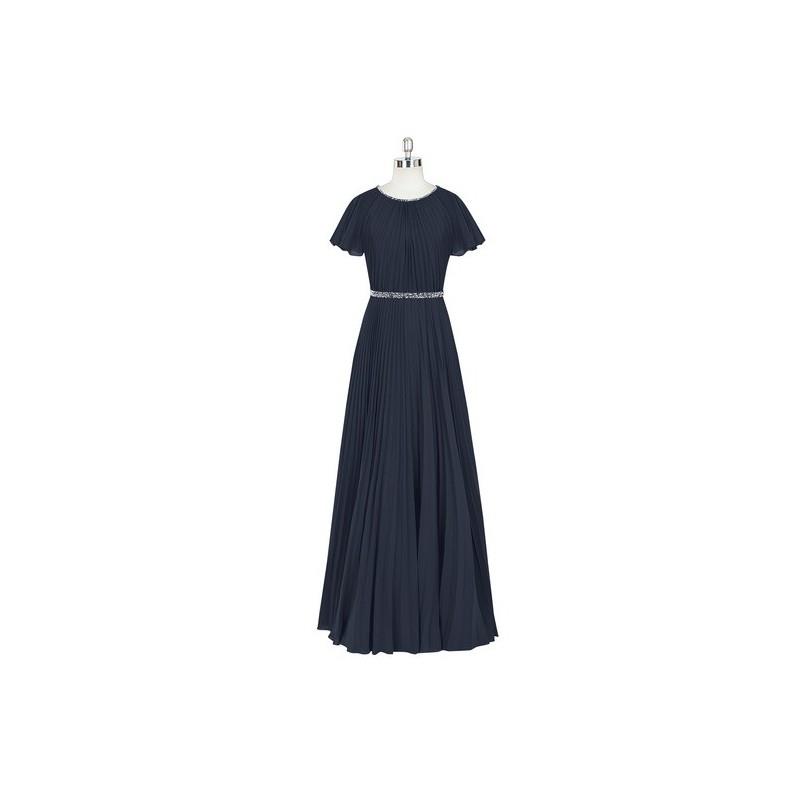My Stuff, Dark_navy Azazie Kara - Back Zip Chiffon Scoop Floor Length Dress - Simple Bridesmaid Dres