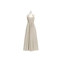 Taupe Azazie Savannah - Bow/Tie Back Halter Floor Length Chiffon Dress - Charming Bridesmaids Store