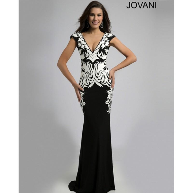 My Stuff, Jovani 99014 V-Neck Cap Sleeve Semi-Open Square Back Fit And Flare - 2018 New Wedding Dres