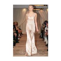 Justina McCaffrey - Fall 2014 - Angelus Blush Silk Charmeuse V-Neck Sheath Wedding Dress - Stunning