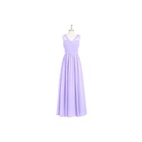 Lilac Azazie Beverly - Chiffon And Lace Side Zip V Neck Floor Length Dress - Simple Bridesmaid Dress