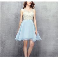 Handmade light blue short dress,evening dress, prom dress,party dress,bridesmaid skirt,formal dress-