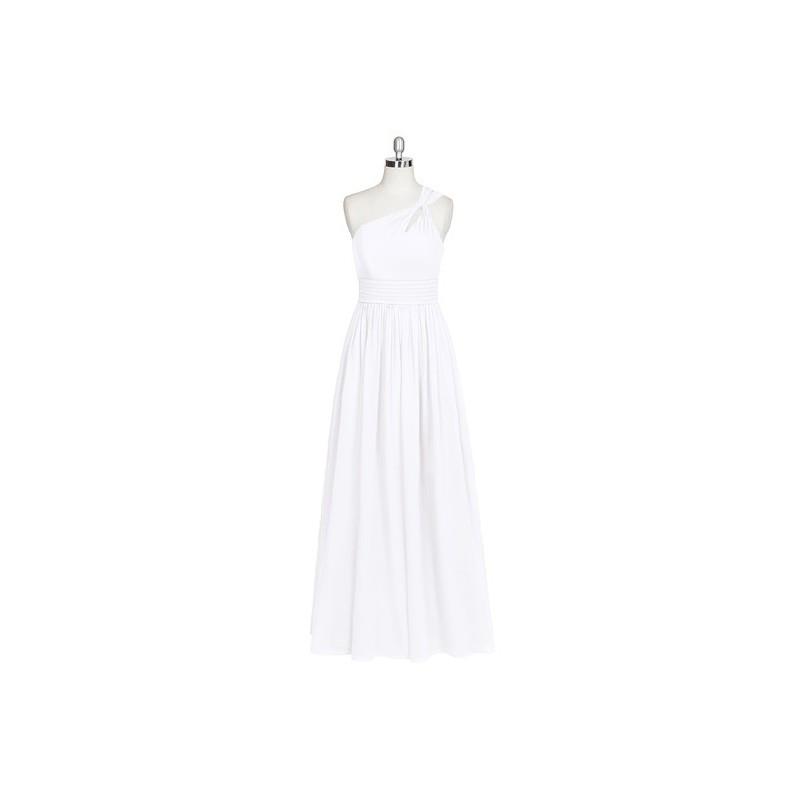 My Stuff, White Azazie Vanessa - Floor Length Chiffon Back Zip One Shoulder - Simple Bridesmaid Dres