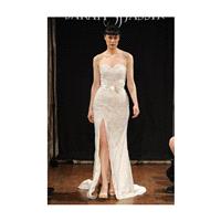 Sarah Jassir - Spring 2013 - Lola Strapless Beaded Sheath Wedding Dress with High Front Slit - Stunn