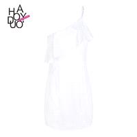 Sexy Frilled Slimming One-Shoulder Accessories One Color Summer Dress - Bonny YZOZO Boutique Store