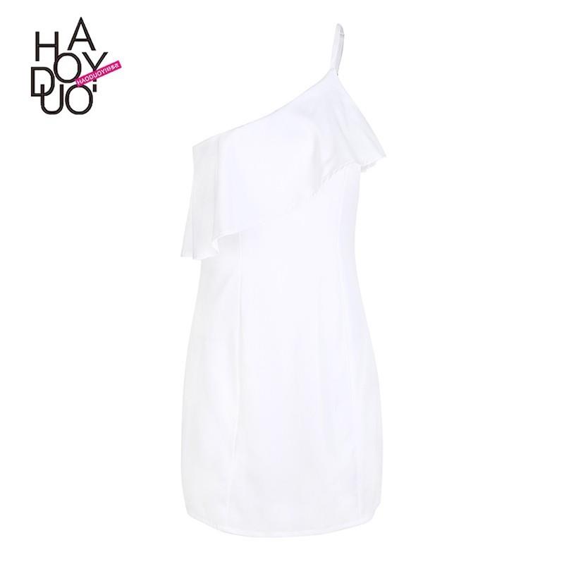My Stuff, Sexy Frilled Slimming One-Shoulder Accessories One Color Summer Dress - Bonny YZOZO Boutiq